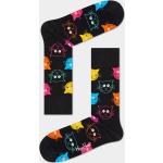 Przecenione Czarne Skarpetki męskie z motywem kotów bawełniane marki Happy Socks w rozmiarze 39 