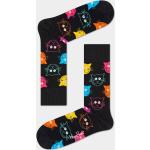 Przecenione Czarne Skarpetki męskie z motywem kotów bawełniane marki Happy Socks w rozmiarze 41 
