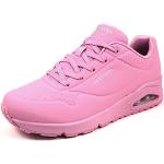 Różowe Sneakersy na koturnie damskie gładkie marki Skechers Uno w rozmiarze 39,5 