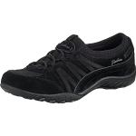 Czarne Sneakersy sznurowane damskie amortyzujące w stylu casual z zamszu marki Skechers w rozmiarze 40 - wysokość obcasa do 3cm 