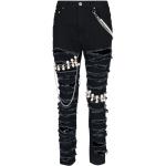 Czarne Zniszczone jeansy z perłami Skinny fit dżinsowe w rozmiarze M 