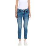 Niebieskie Zniszczone jeansy damskie Skinny fit dżinsowe marki MAC w rozmiarze XL 