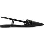 Czarne Baleriny ze spiczastymi noskami w paski na lato marki Dolce & Gabbana w rozmiarze 40 - wysokość obcasa do 3cm 