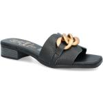 Czarne Sandały skórzane damskie eleganckie ze skóry na lato w rozmiarze 40 - wysokość obcasa od 3cm do 5cm 