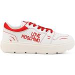Białe Sneakersy na koturnie damskie z tkaniny na wiosnę marki MOSCHINO w rozmiarze 40 - wysokość obcasa od 3cm do 5cm 