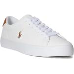 Białe Sneakersy skórzane gładkie z gładkiej skóry marki POLO RALPH LAUREN Big & Tall w rozmiarze 45 