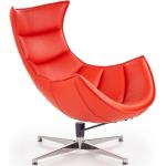 Czerwone Fotele obrotowe rozkładane w nowoczesnym stylu ze skóry syntetycznej marki ELIOR 