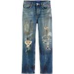 Niebieskie Zniszczone jeansy damskie dżinsowe marki Scotch & Soda 