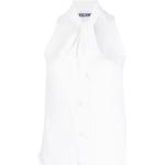 Białe Bluzki z kołnierzykiem damskie bez rękawów eleganckie jedwabne marki MOSCHINO w rozmiarze S 