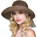 Khaki Letnie kapelusze damskie w stylu casual słomiane 