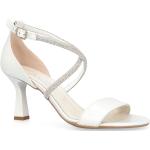 Białe Sandały skórzane damskie eleganckie ze skóry na lato na wesele marki Kotyl w rozmiarze 40 - wysokość obcasa od 7cm do 9cm 