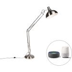 Srebrne Lampy w systemie Smart Home stalowe marki Qazqa - gwint żarówki: E27 