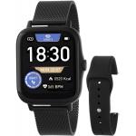Czarne Smartwatche damskie z wykonywaniem połączeń w nowoczesnym stylu z bransoletą typu Mesh Bluetooth 