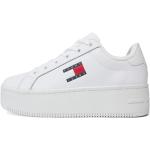 Białe Sneakersy skórzane dżinsowe na wiosnę marki Tommy Hilfiger TOMMY JEANS w rozmiarze 40 
