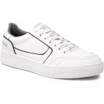 Przecenione Białe Niskie sneakersy męskie z gładkiej skóry marki Armani Exchange w rozmiarze 42 
