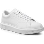 Białe Niskie sneakersy męskie z gładkiej skóry marki Armani Exchange w rozmiarze 42 