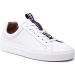 Przecenione Białe Niskie sneakersy męskie z gładkiej skóry marki HUGO BOSS BOSS w rozmiarze 38 