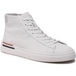 Białe Wysokie sneakersy męskie z gładkiej skóry marki HUGO BOSS BOSS w rozmiarze 40 