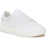 Białe Niskie sneakersy damskie z gładkiej skóry marki Calvin Klein w rozmiarze 36 