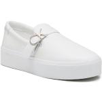 Białe Niskie sneakersy damskie z gładkiej skóry marki Calvin Klein w rozmiarze 38 