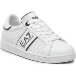 Przecenione Białe Niskie sneakersy męskie ze skóry marki Emporio Armani w rozmiarze 35 
