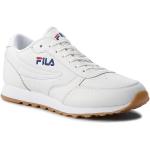 Przecenione Białe Niskie sneakersy męskie sportowe z gładkiej skóry marki Fila w rozmiarze 44 