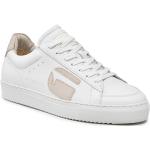 Przecenione Białe Niskie sneakersy męskie z gładkiej skóry marki G-Star Raw w rozmiarze 43 
