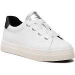 Przecenione Białe Buty skórzane damskie z gładkiej skóry marki Gant w rozmiarze 42 