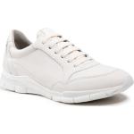 Przecenione Białe Buty skórzane damskie z gładkiej skóry marki Geox w rozmiarze 36 