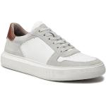 Przecenione Białe Niskie sneakersy męskie z gładkiej skóry marki Geox w rozmiarze 45 