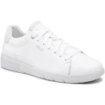 Przecenione Białe Niskie sneakersy męskie z gładkiej skóry marki Geox w rozmiarze 45 