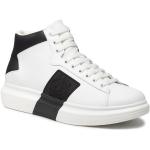Przecenione Białe Wysokie sneakersy męskie z gładkiej skóry marki Guess w rozmiarze 44 