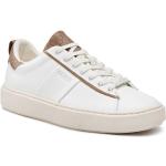 Przecenione Białe Niskie sneakersy męskie z gładkiej skóry marki Guess w rozmiarze 46 