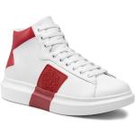 Przecenione Białe Wysokie sneakersy męskie z gładkiej skóry marki Guess w rozmiarze 45 