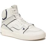 Przecenione Białe Wysokie sneakersy męskie z gładkiej skóry marki Guess w rozmiarze 42 