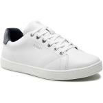 Przecenione Białe Niskie sneakersy męskie z gładkiej skóry marki Joop! w rozmiarze 45 