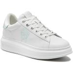 Przecenione Białe Niskie sneakersy męskie z gładkiej skóry marki Karl Lagerfeld w rozmiarze 41 