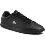 Przecenione Czarne Niskie sneakersy męskie z gładkiej skóry marki Lacoste w rozmiarze 40 