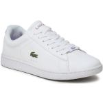 Przecenione Białe Niskie sneakersy damskie z gładkiej skóry marki Lacoste w rozmiarze 40 