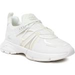 Przecenione Białe Niskie sneakersy damskie marki Lacoste w rozmiarze 41 