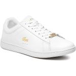 Przecenione Białe Niskie sneakersy damskie z gładkiej skóry marki Lacoste w rozmiarze 38 