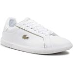 Przecenione Białe Sneakersy damskie marki Lacoste w rozmiarze 36 