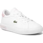 Przecenione Białe Sneakersy damskie marki Lacoste w rozmiarze 29 