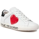Przecenione Białe Buty skórzane damskie z gładkiej skóry marki MOSCHINO w rozmiarze 39 