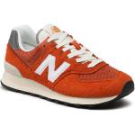 Przecenione Pomarańczowe Sneakersy sznurowane męskie sportowe z zamszu marki New Balance w rozmiarze 49 