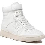 Przecenione Białe Wysokie sneakersy damskie z gładkiej skóry marki PINKO w rozmiarze 37 