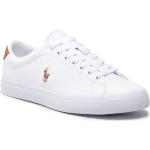 Białe Niskie sneakersy męskie z gładkiej skóry marki POLO RALPH LAUREN Big & Tall w rozmiarze 42 