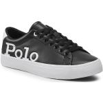 Przecenione Czarne Niskie sneakersy męskie z gładkiej skóry marki POLO RALPH LAUREN Big & Tall w rozmiarze 45 