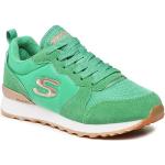 Przecenione Zielone Niskie sneakersy damskie z zamszu marki Skechers w rozmiarze 36 
