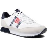 Przecenione Białe Niskie sneakersy męskie z zamszu marki Tommy Hilfiger w rozmiarze 43 